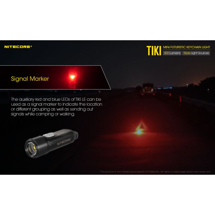 Nitecore - TIKI LE - Portachiavi Ricaricabile USB + Rosso/Blu - 300 lumens e 71 metri - Torcia Led 