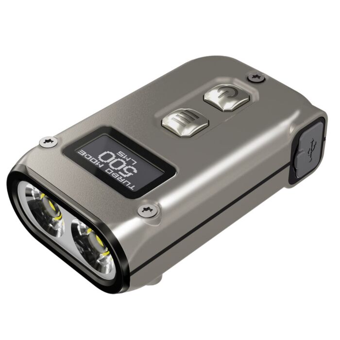 Nitecore - TINI2 Ti Titanium - Portachiavi Ricaricabile USB - 500 lumens e 89 metri - Torcia Led 