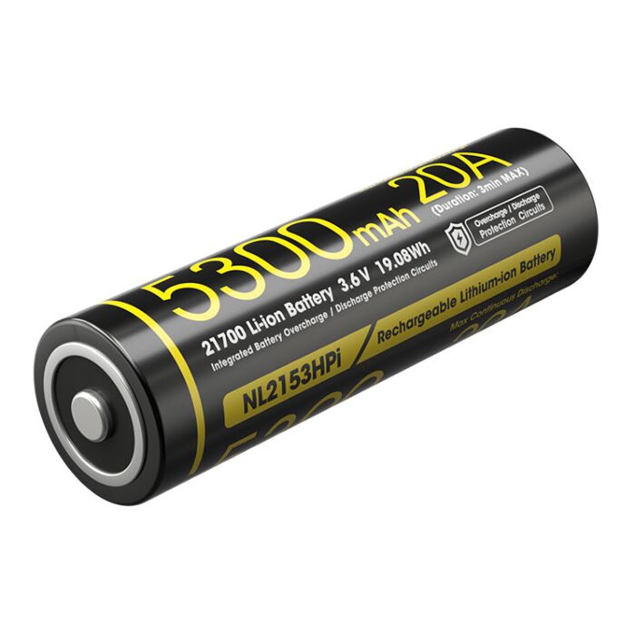 Nitecore - NL2153HPi - Batteria ricaricabile protetta Li-Ion 21700 3.6V 5300mAh 20A per P10i, P10iX, P20i, P20iX, P23i, P30i, P35i, SRT6i ed SRT7i Nitecore - NL2153HPi - Batteria ricaricabile protetta Li-Ion 21700 3.6V 5300mAh 20A per P10i, P10iX, P20i, P20iX, P23i, P30i, P35i, SRT6i ed SRT7i
