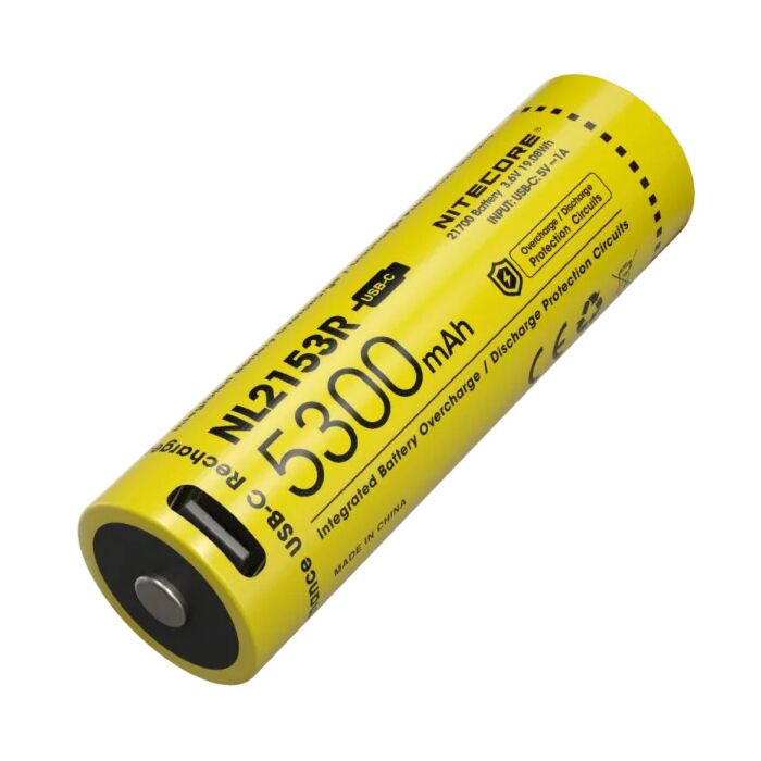 Nitecore - NL2153R USB-C - Batteria ricaricabile Li-Ion 21700 3.6V 5300mAh 10A - Per DL30, NEW P30, MH12SE, MH25S ed MH40S Nitecore - NL2153R USB-C - Batteria ricaricabile Li-Ion 21700 3.6V 5300mAh 10A - Per DL30, NEW P30, MH12SE, MH25S ed MH40S
