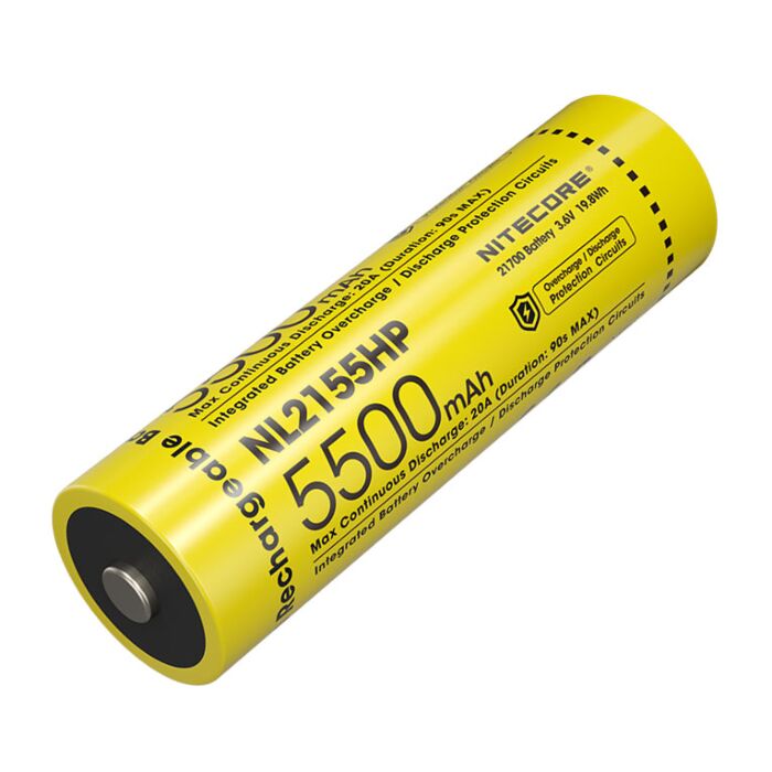 Nitecore - NL2155HP - Batteria Ricaricabile Li-Ion 21700 3.6V 5500mAh 20A per EX7, HC75UHE, MH12PRO, MH25PRO e P40 