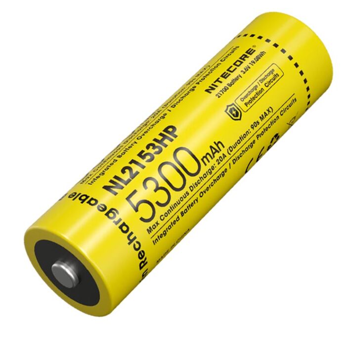 Nitecore - NL2153HP - Batteria Ricaricabile Li-Ion 21700 3.6V 5300mAh 20A per MH12 PRO ed MH25 PRO 