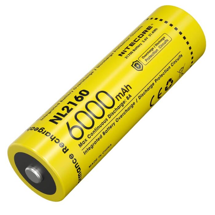 Nitecore - NL2160 - Batteria Ricaricabile Li-Ion 21700 3.6V 6000mAh 8A 