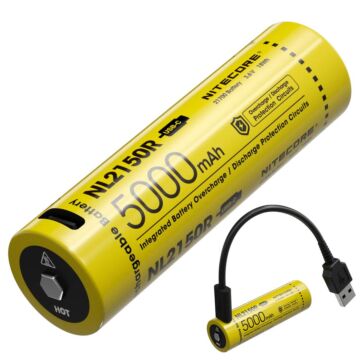 Nitecore - NL2150R USB-C - Batteria ricaricabile protetta Li-Ion 21700 3.6V 5000mAh 