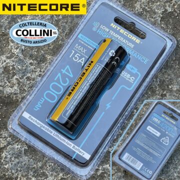 Nitecore - NL2142LTHPR - Batteria ricaricabile protetta USB-C Li-Ion 21700 3.6V 4200mAh 15A per basse temperature e climi rigidi 