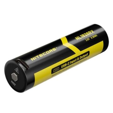 Nitecore - NL1826RX con plug USB-C - Batteria Ricaricabile Protetta Li-Ion 18650 3.6V 2600mAh e Power Bank 
