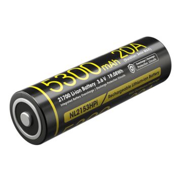 Nitecore - NL2153HPi - Batteria ricaricabile protetta Li-Ion 21700 3.6V 5300mAh 20A per P10i, P10iX, P20i, P20iX, P23i, P30i, P35i, SRT6i ed SRT7i 