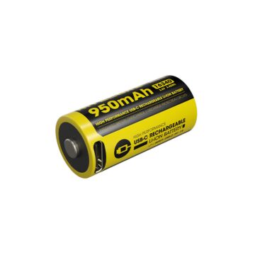 Nitecore - NL169R - Batteria Li-ion da 950mAh - Ricaricabile tramite USB-C - RCR123A 16340 - batteria 