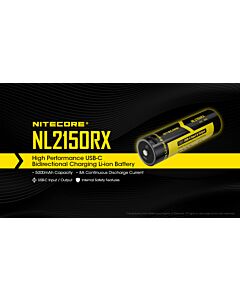 Nitecore - NL2150RX Con Plug USB-C - Batteria Ricaricabile Protetta Li-Ion 21700 3.6V 5000mAh e Power Bank 