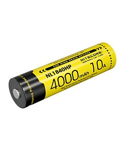 Nitecore - NL1840HP - Batteria ricaricabile protetta Li-Ion 18650 3.6V da 4000mAh con capacità di scarica di 10A 