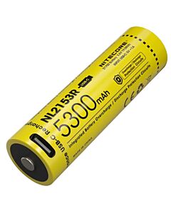 Nitecore - NL2153R USB-C - Batteria ricaricabile Li-Ion 21700 3.6V 5300mAh 10A - Per DL30, NEW P30, MH12SE, MH25S ed MH40S 
