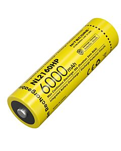 Nitecore - NL2160HP - Batteria Ricaricabile Li-Ion 21700 3.6V 6000mAh 20A per HC75UHE, MH12PRO ed MH25PRO 