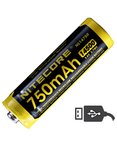 Nitecore - NL1475R MicroUSB - Batteria ricaricabile protetta Li-Ion 14500 3.6V 750mAh 