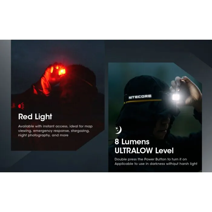Nitecore NU50-1400 lumen, USB-C, rood en wit licht, ingebouwde batterij Nitecore NU50-1400 lumen, USB-C, rood en wit licht, ingebouwde batterij