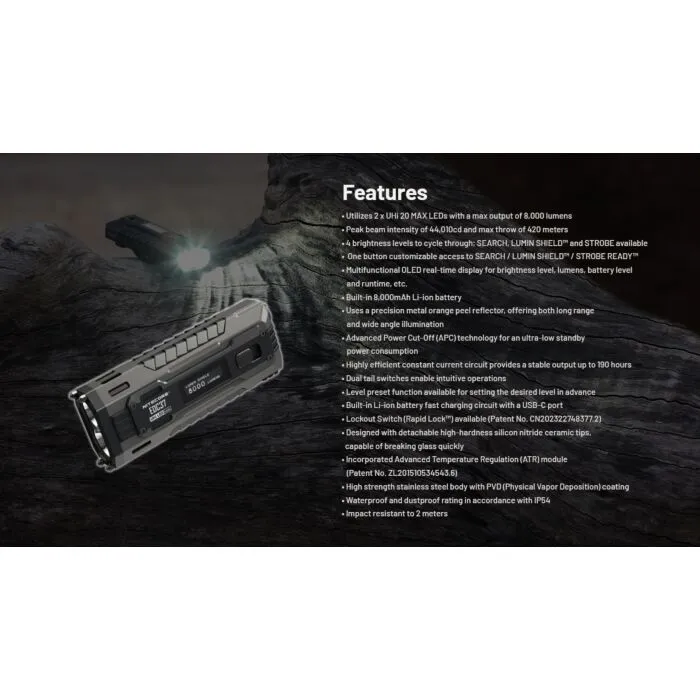 Nitecore EDC33 4000 Lumen Compact EDC Torcia Elettrica, USB-C Ricaricabile, High Lumen Throw e Flood Beam Nitecore EDC33 4000 Lumen Compact EDC Torcia Elettrica, USB-C Ricaricabile, High Lumen Throw e Flood Beam