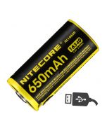 Nitecore - NL1665R MicroUSB - Batteria ricaricabile protetta Li-Ion CR123/16340 3.6V 650mAh