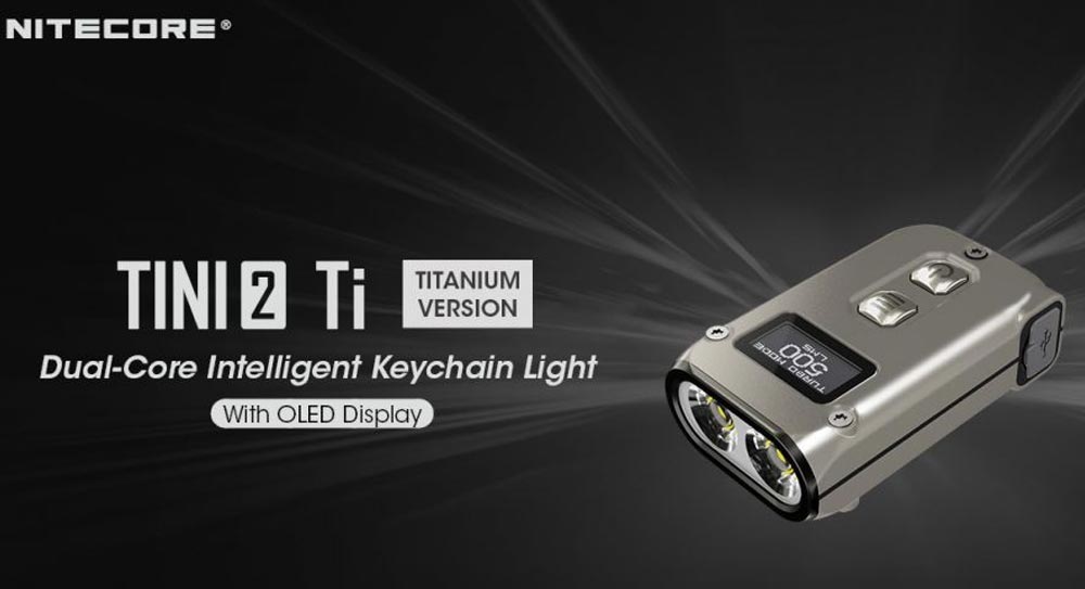 Nitecore - TINI2 Ti Titanium - Portachiavi Ricaricabile USB - 500 lumens e 89 metri - Torcia Led
